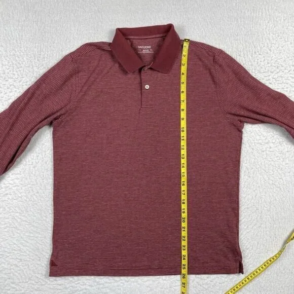 UNTUCKit Cero Long Sleeve Polo Shirt Red Stripe Men’s Medium - Picture 3 of 10